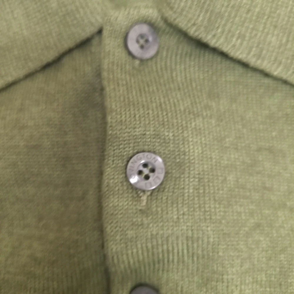 Covington Mens XL Merino Wool Blend Polo Sweater Green Made in Italy Long Sleeve